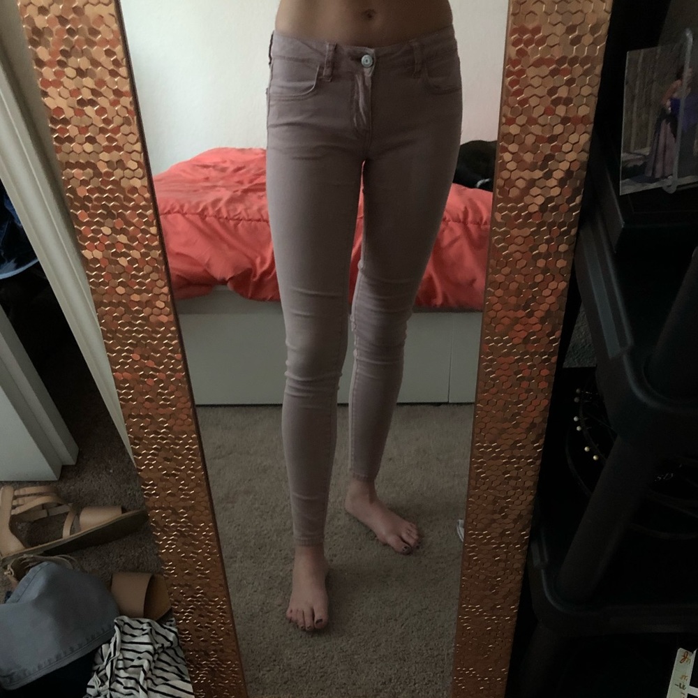 American Eagle Outfitters pink sateen jegging